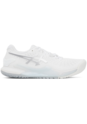 Asics White & Silver Gel-Resolution 9 Sneakers