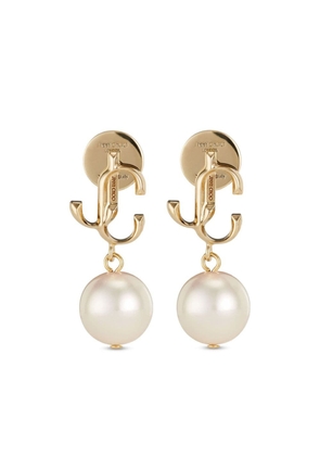 Jimmy Choo logo-lettering pearl earrings - Gold