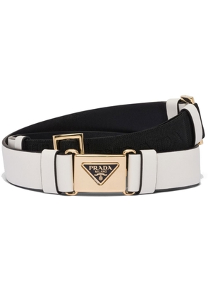 Prada triangle-logo leather belt - White