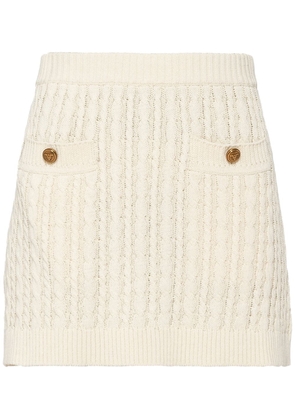 Prada cable-knit cotton miniskirt - Neutrals