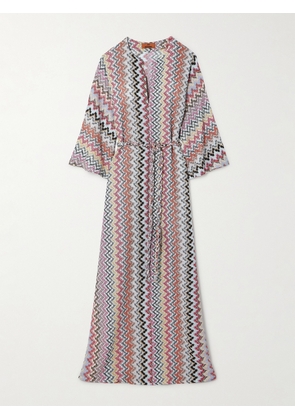 Missoni - Mare Metallic Striped Crochet-knit Kaftan - Pink - x small,small,medium,large,x large