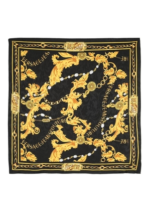 Versace Jeans Couture logo-print silk scarf - Black