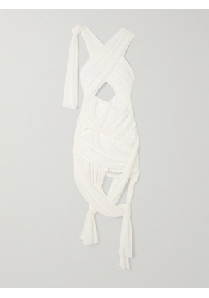 JW Anderson - Wrap-effect Draped Knotted Cotton-blend Crepe Midi Dress - White - x small,small,medium,large