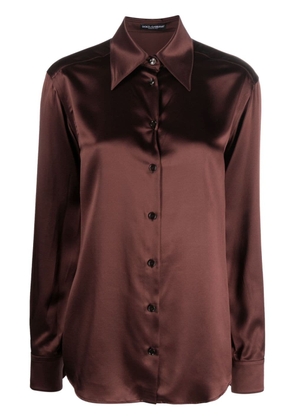Dolce & Gabbana satin-finish silk shirt - Brown