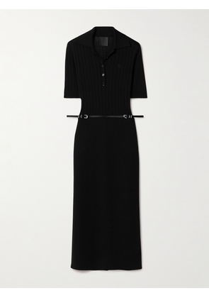 Givenchy - Belted Ribbed Wool Midi Dress - Black - x small,small,medium,large,x large