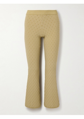 HIGH SPORT - Kick It Cropped Cotton-blend Jacquard Flared Pants - Neutrals - x small,small,medium,large,x large