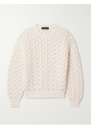 Loro Piana - Nikko Open-knit Cotton And Silk-blend Sweater - White - small,medium,x large