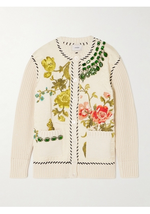 Erdem - Embellished Embroidered Faille And Ribbed Cotton-blend Cardigan - Multi - small,medium,large