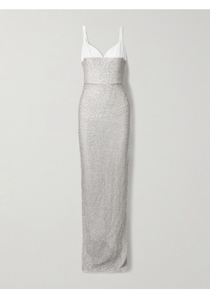 Georges Hobeika - Crystal-embellished Tulle And Crepe Gown - Silver - FR34,FR36,FR38,FR40