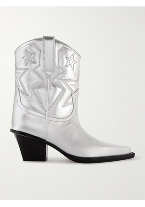 Paris Texas - Texas Star Embroidered Debossed Metallic Leather Cowboy Boots - Silver - IT35,IT36,IT36.5,IT37,IT37.5,IT38,IT38.5,IT39,IT39.5,IT40,IT40.5,IT41,IT41.5,IT42