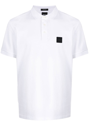 BOSS logo-patch detail cotton polo shirt - White