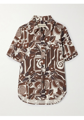 Mara Hoffman - + Net Sustain Finn Printed Hemp Shirt - Brown - x small,small,medium,large,x large