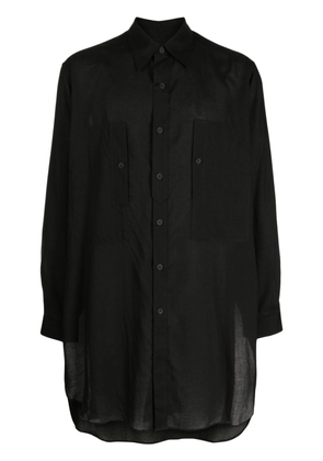 Yohji Yamamoto pointed-collar long-length shirt - Black