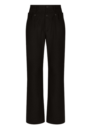 Dolce & Gabbana logo-patch wide-leg trousers - Black