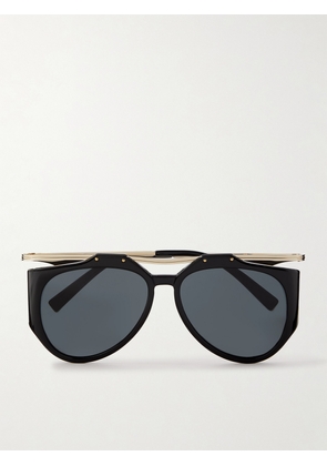 SAINT LAURENT Eyewear - Amelia Aviator-style Acetate And Gold-tone Sunglasses - Black - One size