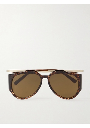 SAINT LAURENT Eyewear - Amelia Aviator-style Tortoiseshell Acetate And Gold-tone Sunglasses - One size