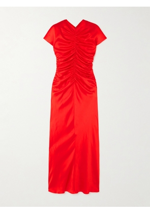 TOVE - Aubree Ruched Silk-satin Maxi Dress - Red - FR34,FR36,FR38,FR40,FR42