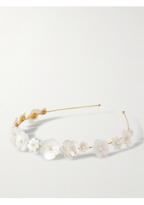 Jennifer Behr - Jenna Gold-plated Mother-of-pearl Headband - White - One size
