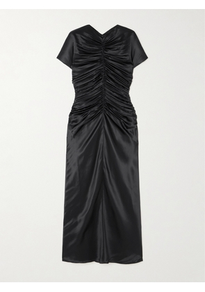 TOVE - Aubree Ruched Silk-satin Midi Dress - Black - FR34,FR36,FR38,FR40,FR42