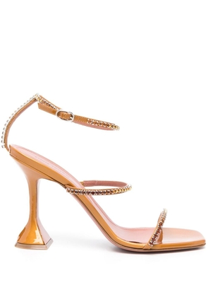 Amina Muaddi Gilda crystal-embellished sandals - Brown
