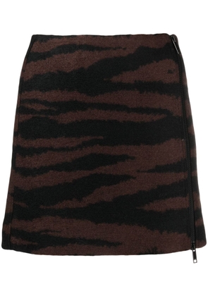 GANNI tiger-jacquard miniskirt - Brown