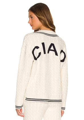 LPA Ciao Cable V Neck Sweater in Ivory. Size M, XL.