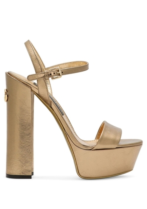 Dolce & Gabbana 105mm logo-plaque leather sandals - Gold