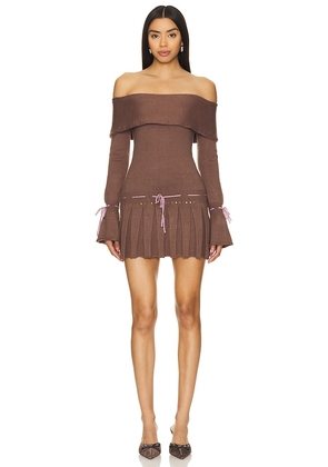Jaded London Sienna Off The Shoulder Dress in Brown. Size S, XS.