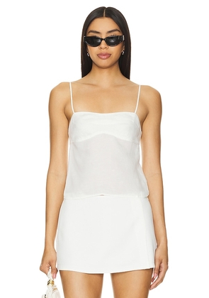 onia Air Linen Open Back Top in White. Size 0, 2.
