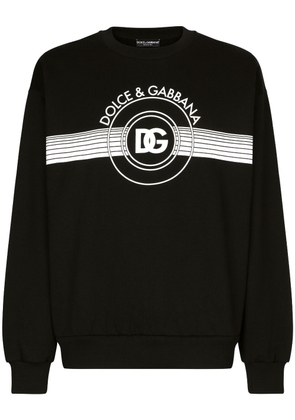 Dolce & Gabbana logo-print long-sleeved cotton sweatshirt - Black