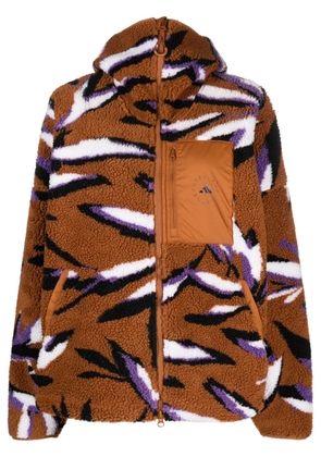 adidas by Stella McCartney leaf-print zip-up fleece jacket - Brown