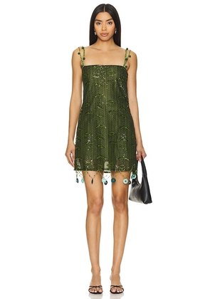 SIEDRES Enta Mini Dress in Green. Size 40/L.