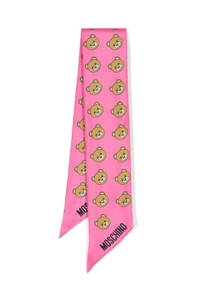 Moschino Teddy Bear-print silk scarf - Pink