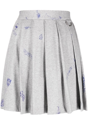 VETEMENTS graphic-print pleated miniskirt - Grey