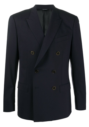 Dolce & Gabbana metallic button double-breasted suit jacket - Blue