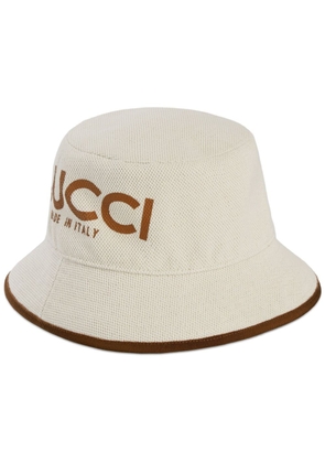 Gucci logo-print cotton bucket hat - White