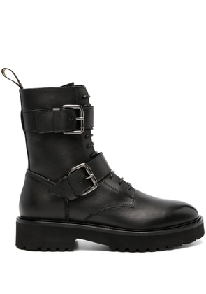 Doucal's buckled lace-up leather boots - Black