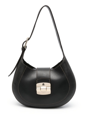 Furla logo-debossed leather shoulder bag - Black