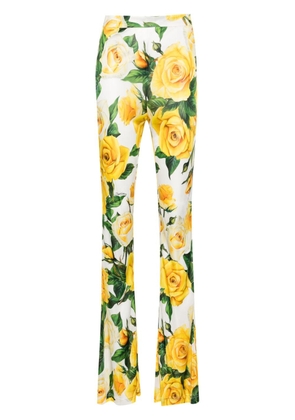 Dolce & Gabbana floral-print flared trousers - White
