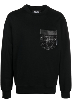 Karl Lagerfeld bouclé-pocket organic-cotton sweatshirt - Black
