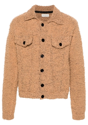 DRIES VAN NOTEN fleece-texture knitted shirt jacket - Brown
