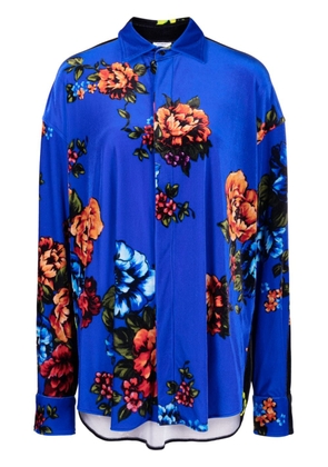 VETEMENTS floral-print straight-point collar shirt - Blue