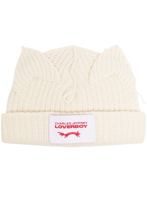 Charles Jeffrey Loverboy Chunky Ears ribbed beanie - White