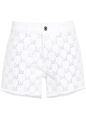 LIU JO rhinestone-embellished denim shorts - White