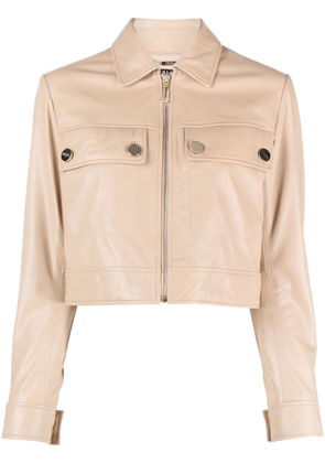 LIU JO cropped leather jacket - Neutrals