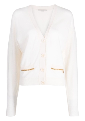 Stella McCartney Labella chain-detailed knitted cardigan - White