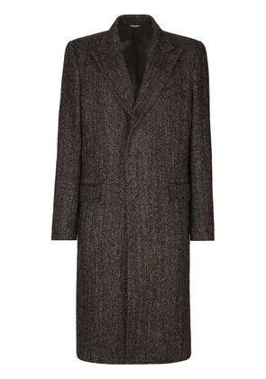 Dolce & Gabbana single-breasted herringbone coat - Brown