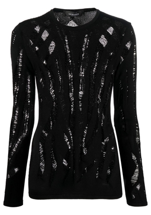 Versace slashed knit jumper - Black