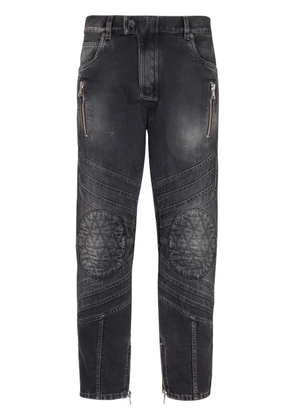 Balmain mid-rise straight-leg biker jeans - Black