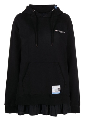 Maison Mihara Yasuhiro layered logo-appliqué cotton hoodie - Black